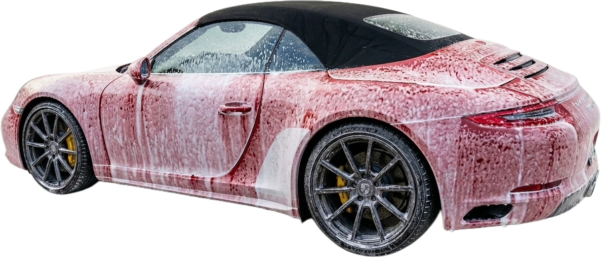 Car being washed with soap mobile detailing